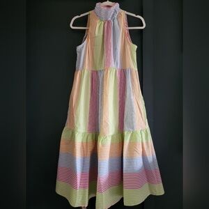 Sara Campbell Sleeveless Tiered Multicolored‎ Mock Summer Casual Midi Dress XS
